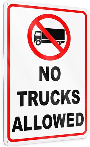 No Trucks Sign - 8x12 Aluminum No Big Trucks Sign - No Truck Parking Signs - No Trucks Allowed Sign - Private Road No Truck Turnaround Sign in Kuwait