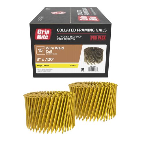 Gripe Rite GR3011M 21 Degree Plastic Strip Round Head Bright Coated Collated Framing Nails, 3" x 0.120" in Kuwait