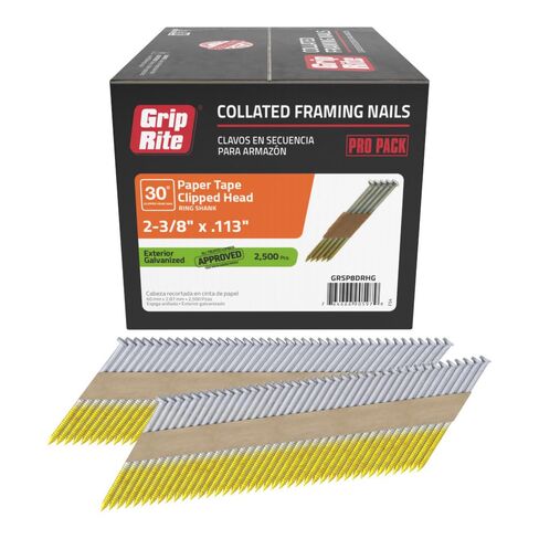Gripe Rite GR3011M 21 Degree Plastic Strip Round Head Bright Coated Collated Framing Nails, 3" x 0.120" in Kuwait