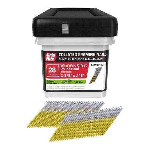 Gripe Rite GR3011M 21 Degree Plastic Strip Round Head Bright Coated Collated Framing Nails, 3" x 0.120" in Kuwait