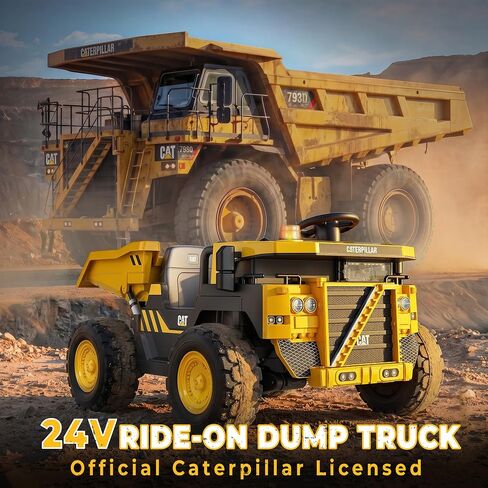 Licensed Caterpillar 24V Ride On Dump Truck w/Remote Control, 4×100W Motors in Kuwait