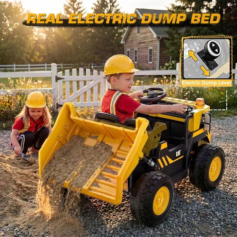 Licensed Caterpillar 24V Ride On Dump Truck w/Remote Control, 4×100W Motors in Kuwait