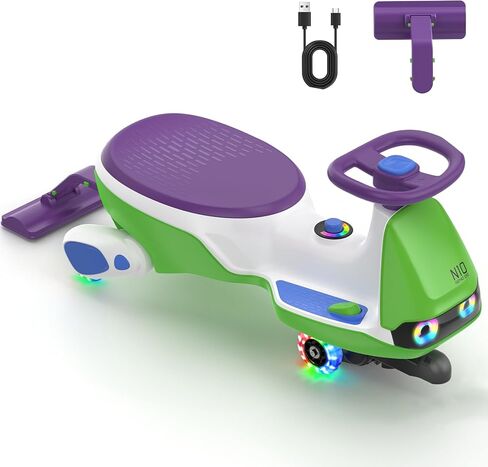 FanttikRide N10 Pro Electric Wiggle Car, USB-C Charging, Eye Lights, Green in Saudi Arabia