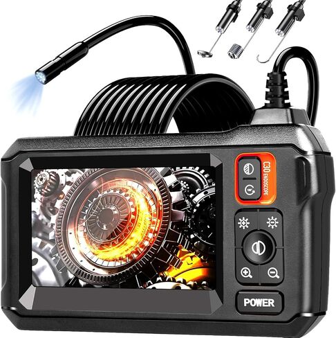 Daxiongmao Borescope، كاميرا المنظار مع الضوء، منظار IP67 المقاوم للماء، كاميرا فحص 1080P HD، كاميرا Borescope مع الضوء، كاميرا الثعبان، كاميرا المنظار 50 قدمًا، أدوات للرجال (4.3 بوصة) in Kuwait