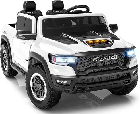 First Ride On 24V Ride on Toys for Big Kids, Licensed RAM 1500 RHO Electric Car for Kids w/Remote Control, Ride on Truck w/Bluetooth, LED Lights, Truck Bed Storage, Gear Shifter & Soft Start in Saudi Arabia