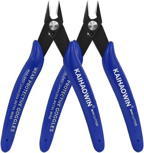 KAIHAOWIN Micro Wire Cutters with Spring, 5 Pack, 5 inch Precision Mini Flush Cutters Bulk, Nippers, Flush Cutting Pliers, Wire Snips, Small Side Cutters for Electronics Crafts Jewelry-Blue in Kuwait