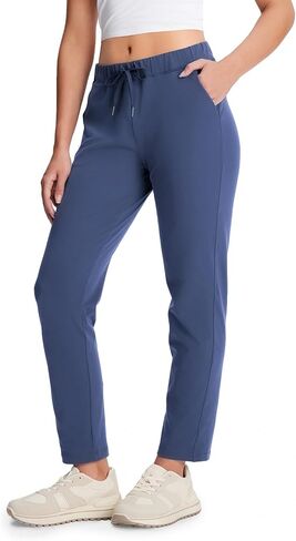 Yogipace Women's Petite/Regular/Tall 7/8 On The Go Ankle Pants with Pockets, Stretch Travel Pants, Yoga Casual Lounge Wear in Kuwait