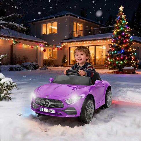 12V Kids Ride On Car with 2.4G Remote Control,Battery Powered Electric Car Ride On Vehicle Double Doors, Safety Belt,LED Light (SC-Purple) in Saudi Arabia