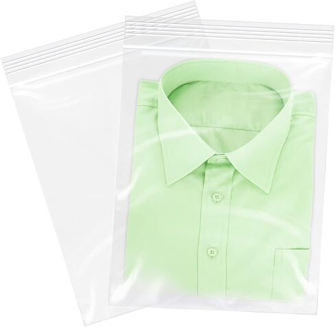 12" x 15"(100 Count) Zip Plastic Poly Bags - 2 Mil Clear Reclosable Zipper Bags for Prints, Photos, Documents, Clothing, T-Shirt, Storage in Kuwait