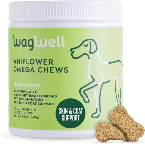 WagWell Ahiflower Plant-Based Omega 3, 6, and 9 Chews for Dogs (60 Count) in Kuwait