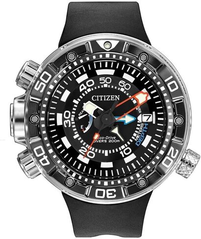 Citizen Men's Eco-Drive Promaster Sea Aqualand Depth Meter Watch in Stainless Steel with Black Polyurethane strap, Black Dial (Model: BN2029-01E) in Kuwait
