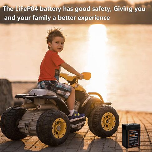 NERMAK 6V 4.5Ah LiFePO4 Lithium Battery, 2000+ Cycles Rechargeable Lithium Iron Phosphate Battery for Emergency Light, Lantern, Kids Ride On Car, Deer Game Feeder and More with BMS (F1 Terminals) in Kuwait