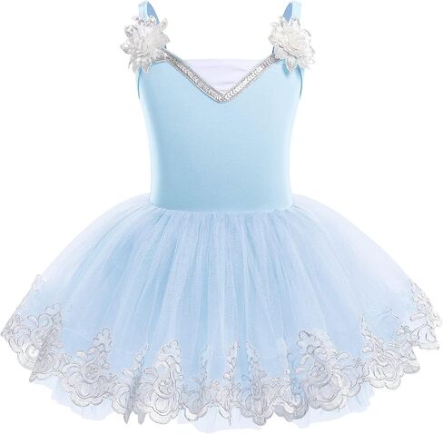 ODASDO Ballet Leotard For Girls Camisole Tutu Skirts Shiny Sequin Flower Embroidery Dance Dress Gymnastics Bodysuit Outfit in Kuwait