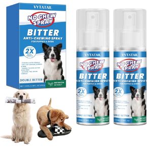 No Chew Spray for Dogs, Bitter Deterrent to Stop Chewing Furniture & Licking Hot Spots, Natural & Alcohol-Free, Indoor Use (2 X 3.38 fl oz) in Kuwait