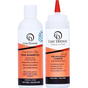COAT DEFENSE Paw Licker Bundle | Daily Preventative Powder & Shampoo for Allergies and Itching | Yeast Infection Treatment for Dogs | Dog Shampoo Itchy Skin Relief | Dry Shampoo Yeast Powder for Dogs in Kuwait