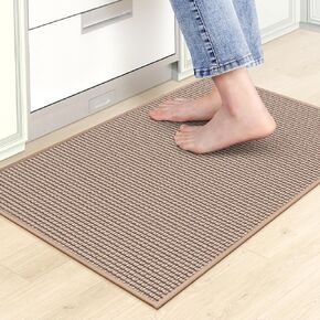 Kitchen Mats for Floor,Kitchen Rug, Nonskid, Washable,Absorbent Kitchen Runner Rug for in Front of Sink,Entryway,Hallway,Rubber Backing Indoor Door Mat,Farmhouse Style Standing Mat,17.3"x28",Brown in Saudi Arabia