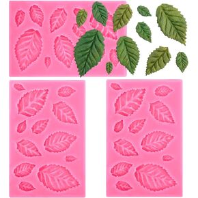 3Pcs 3D Small Leaf Molds Silicone Chocolate Polymer Clay Molds Leaves Shape in Kuwait