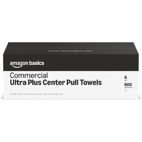 AmazonCommercial 2-Ply White Centerpull Centerfeed Paper Hand Towels, Bulk for Business, Perforated, Compatible with Universal Dispensers, FSC Certified, 3600 Count (Sheets), 6 Rolls of 600 Sheets in Kuwait