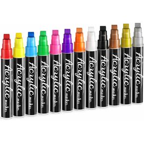 12 Colors Jumbo Poster Markers, 10 mm Wide Tip Acrylic Paint Markers in Saudi Arabia
