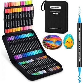 Tongfushop 144 Colors Acrylic Paint Markers, Dual Tip Paint Pens for Crafts in Kuwait