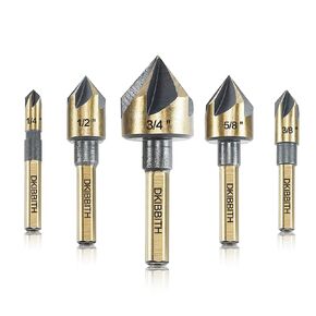 Countersink Drill Bit Set 5-Piece, M2 HSS, 82 Degree, 5 Flute, ¼" Quick Change Hex Shank, 1/4" 3/8" 1/2" 5/8" 3/4" Sharp and Durable Countersink Bits for Metal Wood and Plastic, with Storage Case in Kuwait