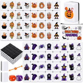 168 Engraved Halloween Mahjong Tiles, Spooky Engravings, Purple in Kuwait