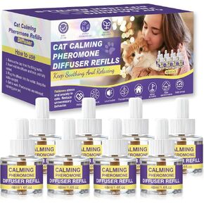 Cat Calming Diffuser Refills, 8 Pack Pheromones for Cats Refill Long-Lasting 240-Day Supply Pheromone to Calm Cat Soothing Anxiety Stress 48 ml/Bottle Compatible with Most Diffusers Plug in in Kuwait