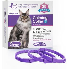 Tcllka Calming Collar for Cats 3 PK Cat Stress Anxiety Relief Pheromone Collar for Cats Anti Aggression for Cats Cat Meowing Stopper Cat Calming Collars for 30 Days Adjustable Waterproof Rapid Effect in Kuwait