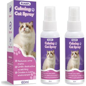 Cat Calming Spray 60 ML 2 Pack Calming Solution for Cats Cat Pheromone Spray Reduces Stress Anxiety Scratching Calming Spray for Cats Good for Home Travel Cat Pheromones Calming Spray in Kuwait