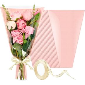 Mauproy Pink Flower Bags for Bouquets, 18 x 12 Inches, 50 Pack in Kuwait