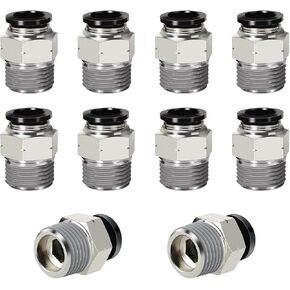 HOFUJNG هوائي ذكر مستقيم 1/4 بوصة أنبوب OD x 1/4 "NPT دفع لتوصيل وضع التركيبات PC1/4xN02 (حزمة من 2) in Kuwait