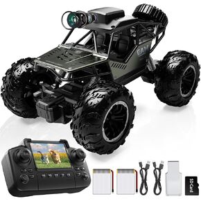 FPV RC Car with Camera for Kids Adults,1:18 Offroad Remote Control Car,All Terrain Hobby RC Truck,HD Screen,Two Batteries (40 Minute Battery Life),Alloy Body,Birthday and Holiday Toy Gifts for Boys in Kuwait