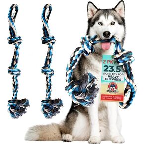 Pacific Pups Products Large Dog Rope Toy, 23.5 inch, Blue in Kuwait