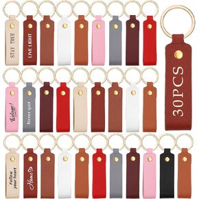 30 Pcs Leather Keychain Kit, PU Leather Key Fob, Key Chains Kit in Kuwait