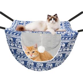 JSPYFITS Cat Cage Hammock with Ball,Double Layer Hanging Adjustable Soft Pet Bed Suit for Kitten Ferret Puppy Rabbit or Small Pet, 2 Level Indoor Bed for All Season(Pink Strawberries) in Kuwait