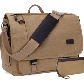 Nerlion Messenger Bag for Men 17-17.3 Inch Laptop Bag Canvas Water-resistant Computer Bag Shoulder Bag Work Briefcase Bookbag for College (Brown) in Saudi Arabia