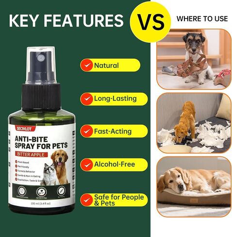 Bitter Apple Spray for Dogs,2 Bottle No Chew Training Aid Stop Chewing Spray for Pets Safe for Furniture,Shoes,Behavior Corrector in Saudi Arabia