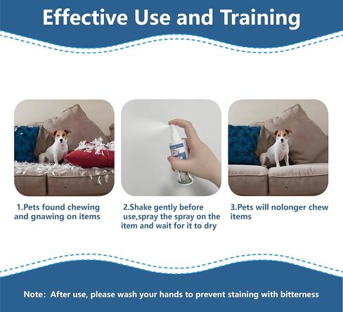 No Chew Spray for Dogs, Bitter Deterrent to Stop Chewing Furniture & Licking Hot Spots, Natural & Alcohol-Free, Indoor Use (2 X 3.38 fl oz) in Kuwait