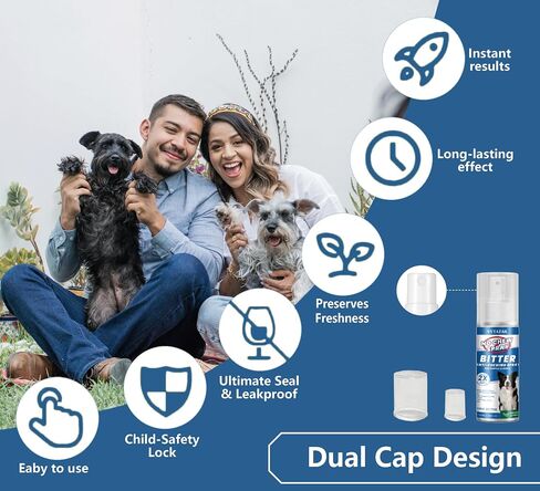 No Chew Spray for Dogs, Bitter Deterrent to Stop Chewing Furniture & Licking Hot Spots, Natural & Alcohol-Free, Indoor Use (2 X 3.38 fl oz) in Kuwait