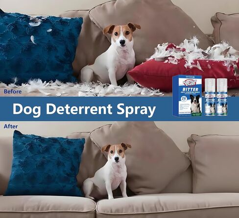 No Chew Spray for Dogs, Bitter Deterrent to Stop Chewing Furniture & Licking Hot Spots, Natural & Alcohol-Free, Indoor Use (2 X 3.38 fl oz) in Kuwait