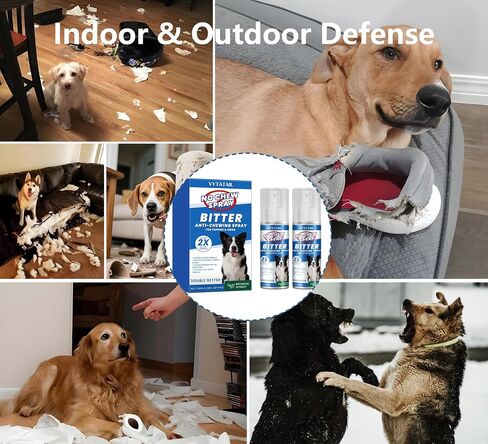 No Chew Spray for Dogs, Bitter Deterrent to Stop Chewing Furniture & Licking Hot Spots, Natural & Alcohol-Free, Indoor Use (2 X 3.38 fl oz) in Kuwait