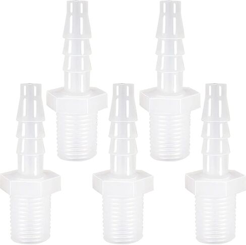 Plastic Hose Barb Fitting, 1/4" Barb X 3/8" NPT Male Thread Adapter Connector Pipe Fittings for Fuel Gas Liquid Air (Pack of 5) in Kuwait