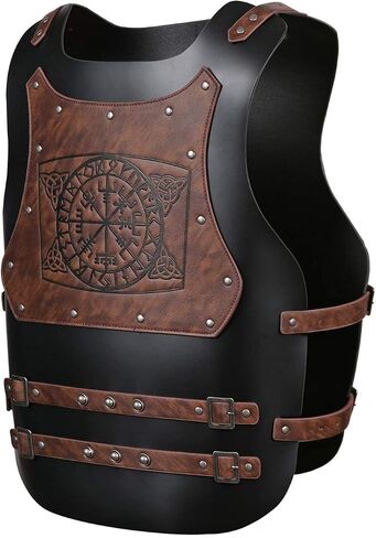 HZMAN Viking Warrior Chest Armor Medieval PU Leather Vest Leather LARP Medieval Armour for Party Cosplay Halloween in Kuwait