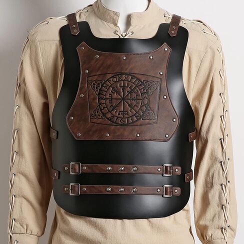 HZMAN Viking Warrior Chest Armor Medieval PU Leather Vest Leather LARP Medieval Armour for Party Cosplay Halloween in Kuwait