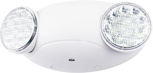 تركيبات إضاءة مخارج الطوارئ LED من LIT-PaTH مع رأسين LED لعين الحشرات وبطاريات احتياطية - ضوء الطوارئ القياسي الأمريكي، مؤهل UL 924 وCEC، جهد 120-277، أبيض، حزمة واحدة in Kuwait