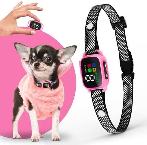 Tiny Bark Collar for Small Dogs 5-15 lbs and Puppies - No Shock Anti Barking Collar - Rechargeable Smart Collar for Dog Training with 7 Sensitivity Levels and 3 Beep&Vibration Modes (Pink) in Kuwait