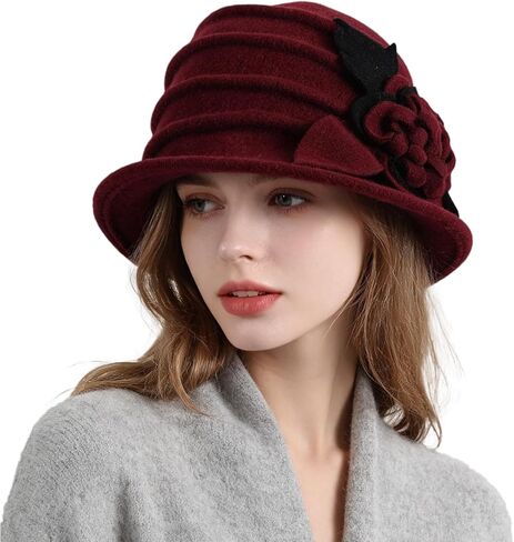Women's Winter Warm 100% Wool Beret Beanie Cloche Bucket Hat 1920s 50s in Kuwait