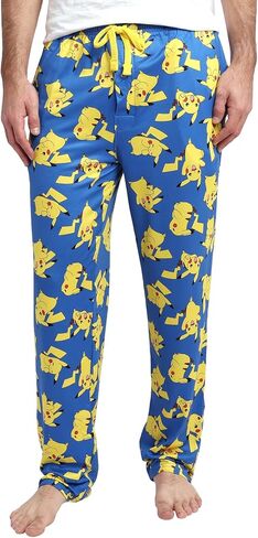بنطال بيجامة للنوم باللون الأزرق للرجال من Bioworld Pokemon Happy Pikachu in Kuwait