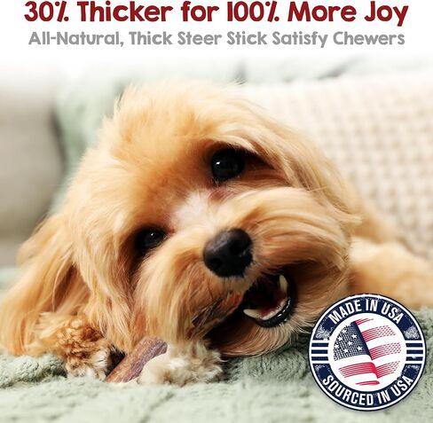Riley's Thick Steer Bully Stick for Medium to Large Dogs - 5-6", 12ct in Kuwait