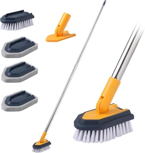 BOOMJOY Tub Cleaner Brush with Long Handle, 55" Extendable Tub Scrubber with Locking Head, No Scratch Shower Cleaning Brush for Bathtub, Bathroom Ceilings, Toilet, Kitchen, Tile, Sink in Saudi Arabia